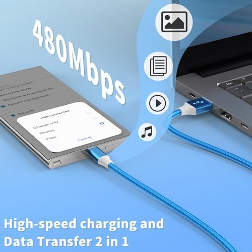 6-Pack USB to USB C Cable Type C Charger Fast Charging Cable Nylon Braided Android Charger for iPhone 16/15 Samsung Galaxy Huawei Google Pixel Sony Switch（3/3/3/6/6/10Ft）