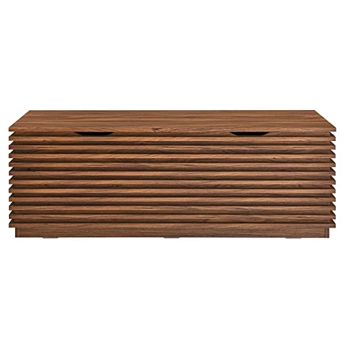 Modway Render 47" Wood Grain Storage Bench in Walnut - color: Walnut