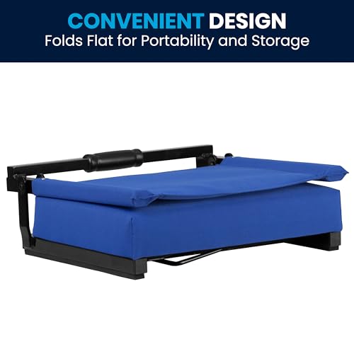 Flash Furniture Grandstand Portable Stadium Seats for Bleachers or Benches, Folding Padded Stadium Chairs with Handle, Pack of 2, 500 lb. Weight Capacity, Blue