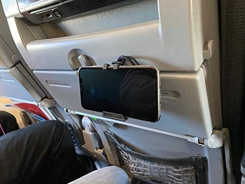 The SkyClip+ Phone &amp Tablet Holder for Air Travel Home and Office Use - Inflight Phone Mount &amp Stand Compatible with iPhone Android Kindle and Tablets - Ultimate Travel Accessory (Black)