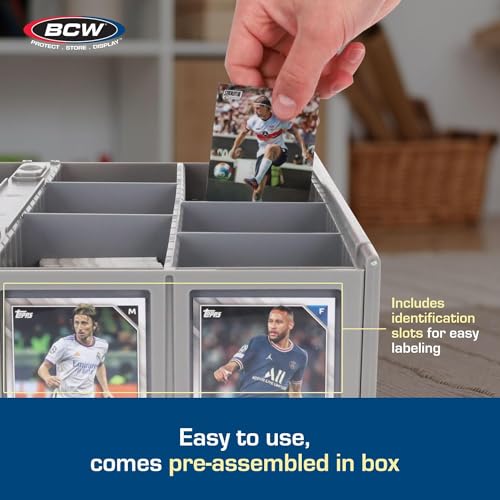 BCW Collectible Card Bin (2-Pack, Gray) | Holds 3200 Cards Each | Includes 4 Dividers | Storage for Pok?mon, MTG & Sports Cards
