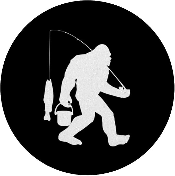 Bigfoot Fishing Funny Sasquatch and Fish PopSockets PopGrip: Swappable Grip for Phones &amp Tablets PopSockets Adhesive PopGrip
