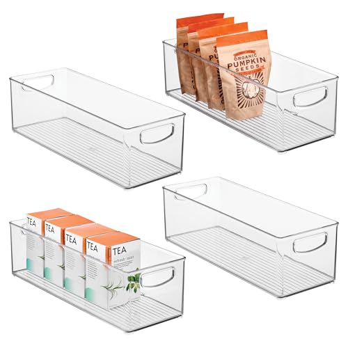 iDesign Plastic Stackable Pantry Bin for Kitchen Cabinets or Fridge, Set of 4, Clear, Made in USA - style: Pack of 4