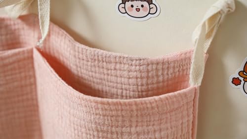 Bedside hanging bag for storing baby milk bottles and blankets - Baby diaper folding bed organizer bag - Pink - color: pink