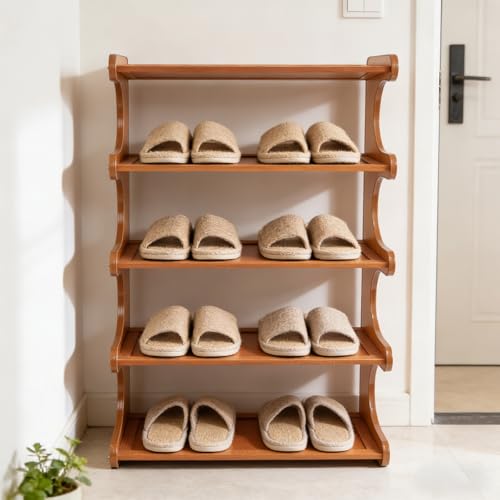 Shoe Rack,Small 5 Tier Shoe Organizer Storage Shelf,Bamboo Narrow Shoe Closet,Small Space Shoe Rack,for Entryway Closet 18.89×7.48×25.98inch - size: 5 Tier-18.89" Wide