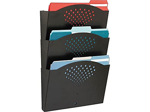 Safco Steel Three Pocket Letter Size Flush Mount Wall Rack 3172BL, Black Powder Coat Finish, Durable Commercial-Steel Construction - style: Triple Letter