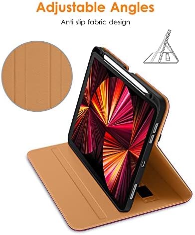 DTTO Case for iPad Pro 11 Inch 4th / 3rd / 2nd / 1st Generation 2022/2021/2020/2018Premium PU Leather Folio Stand Cover with Hand Strap Auto Wake/SleepMultiple Viewing Angles Black