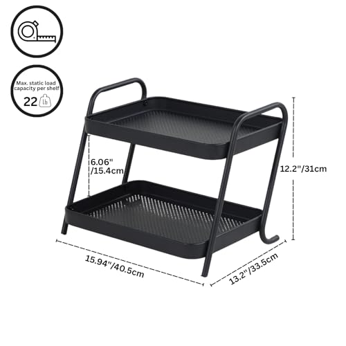2-Tier Desk Organizer Multifunctional Storage Shelves for Office, Dresser, Kitchen, Stylish Organizer for Cosmetics, Office Supplies, Food, Compact, Durable, Space-Saving Design for Women