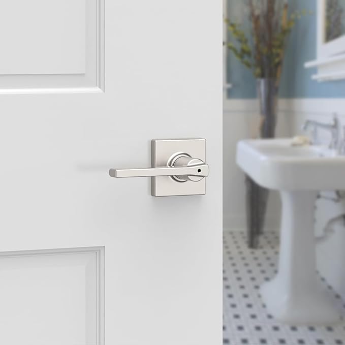 Kwikset Casey Hallway Passage and Bed/Bath Privacy Door Handle 10 Pack, 5 Passage Levers and 5 Privacy Levers, Satin Nickel Reversible Interior Handles with Mircoban Protection