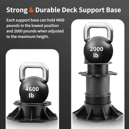 10Pack Adjustable Deck Pedestal - Floor Lift Deck Support Raising Platform Height from 2-3/8" to 5-1/2" Black