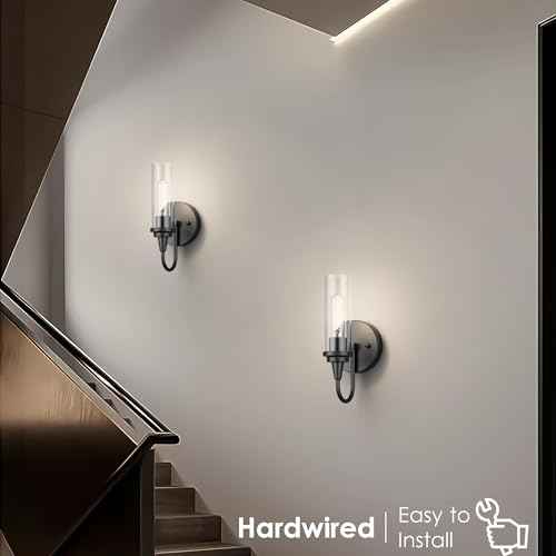 Aipsun Black Wall Sconces Set of Two, Sconces Wall Lighting Hardwired Wall Sconce Indoor Wall Light for Living Room Hallway (Exclude Bulb)