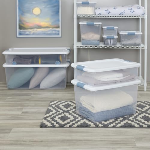 Sterilite 4-Pack 56 Quart Wheeled Latching Box, Underbed Clear Plastic Storage Organizer - Under Bed Rolling Container Bin with Lid and Wheels for Home or Dorm Bedrooms and Closets - size: 56 Quart, style: 4 Pack