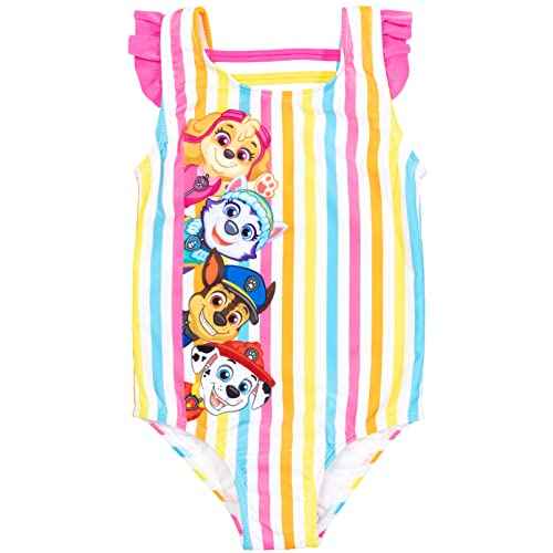 Paw Patrol Marshall Rubble Chase 5 Piece Swimsuit Set: One-Piece Swimsuit Swim Rash Guard Tankini Top Bottom Skort