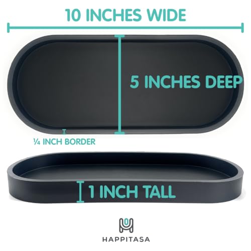 Happitasa Premium 12” x 5” Silicone Vanity Tray | Sink and Surface Organizer with Sturdy Non-Slip Base | Heat Safe, Dishwasher Safe (Smoky Blue) - color: Smoky Blue