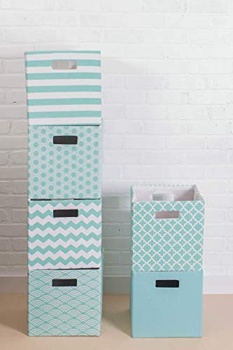 DII Poly-Cube Storage Collection Hard Sided, Collapsible Solid, Small, Aqua (Pack of 2) - color: Blue, size: Small Square, 11x11x11" (Pack of 2)