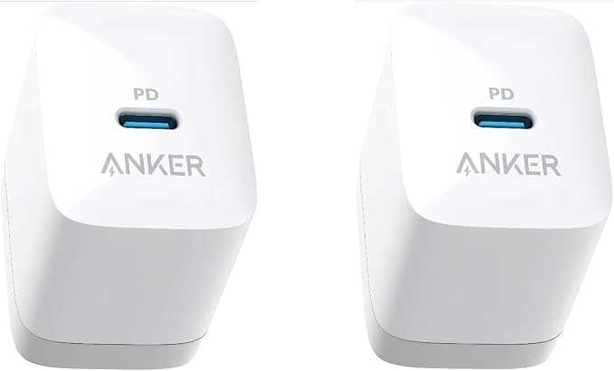 Anker PowerPort III 20W USB-C Wall Charger 2-Pack Compact Fast Charger Foldable Plug Quick Charging for iPhone 16 Series Galaxy Pixel iPad (Cable Not Included) A2631