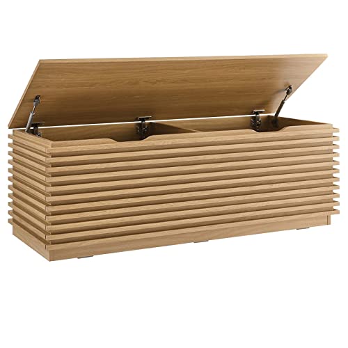 Modway Render 47" Wood Grain Storage Bench in Oak - color: Oak