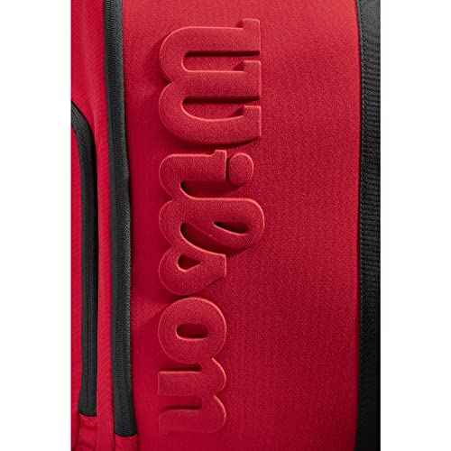 WILSON Clash V2 Super Tour Tennis Backpack - Red/Black, Holds up to 2 Rackets