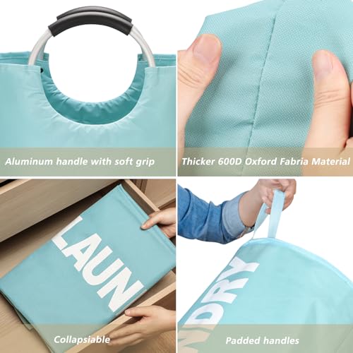 Maxsilan 125L X-Large Laundry Basket, Freestanding Tall Clothes Hamper, Collapsible Laundry Bag, Light Blue - color: Light Blue, size: 125L