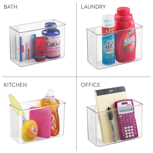 iDesign Adhesive Organizer Bin - Damage-Free Hanging for Kitchen, Bathroom, or Office - Set of 4 - Clear - style: Pack of 4
