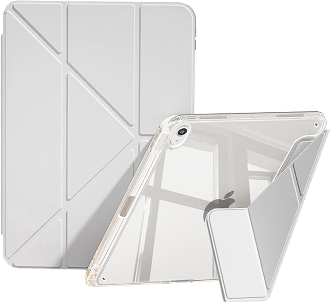 Slim Case for iPad Air 11 M4/M3/M2 &amp 10.9 5th/4th Gen Aqua Blue | Pencil Holder Multi-Angle Y Fold Stand Clear Acrylic Cute Cover Auto Wake-Sleep 2026/2025/2024/2022/2020
