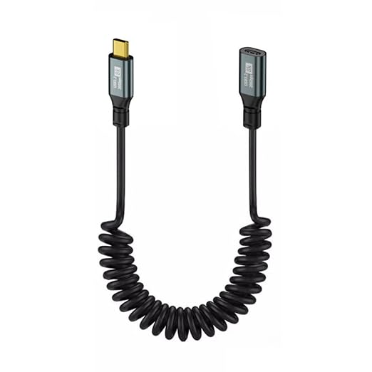 chenyang USB C to C Coiled Cable USB 3.2 Type C 90 Degree UP Angled 20Gbps PD 100W 8K@60Hz Data Fast Charging Cable 6ft