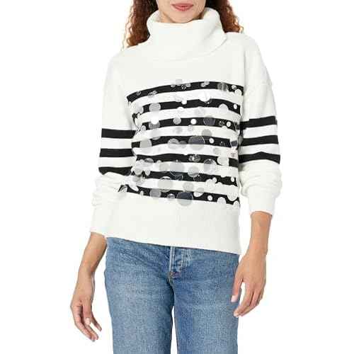 Karl Lagerfeld Paris Women's Stripes Pailletes Top