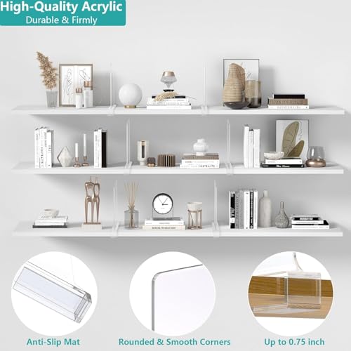 16 PCS Shelf Dividers for Closet Organization Acrylic Clear Closet Shelf Divider for Wooden Shelving Suitable for Wooden or Vertical Shelves Or Bedroom, Kitchen and Office - size: 16 pcs