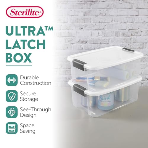 Sterilite 6-Pack Ultra Latching Box, Storage Bins with Lids, Clear Plastic, 18 Quart - Heavy-Duty Organizing Containers for Closet, Bathroom, and Office - size: 18 Quart