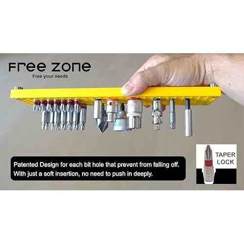 FREE ZONE Bit Organizer Set (Green) ? 158-Hole Bit Storage ? 1/4" Hex Bits & Drive Bits Adapter Storage ? Toolbox Storage (Tools Not Included)