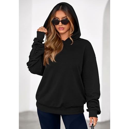 PRETTYGARDEN Hoodies for Women Oversized Pullover Sweatshirts 2025 Ruched Long Sleeve Casual Tops Fall Fashion Y2K Clothes