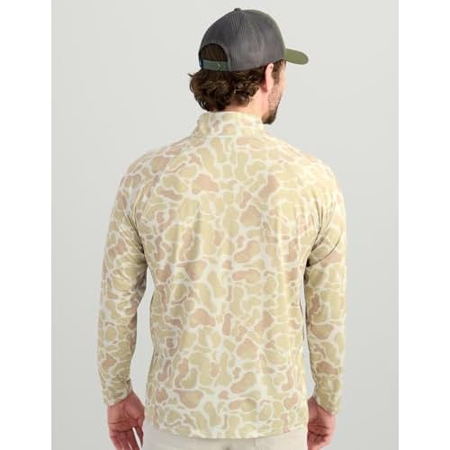 HUK Mens Airweight 1/4 Zip, Lightweight Performance Long Sleeve Pullover with UPF Sun Protection, Sand, Small