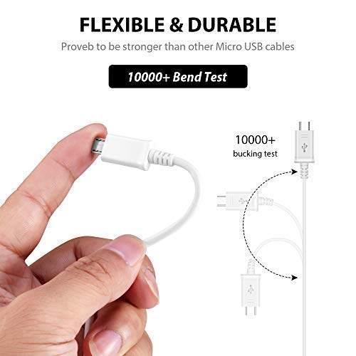 Short MicroUSB Cable Compatible with Your Kyocera Hydro Wave with High Speed Charging 2 Pack. (1Black1White 20cm 8in)
