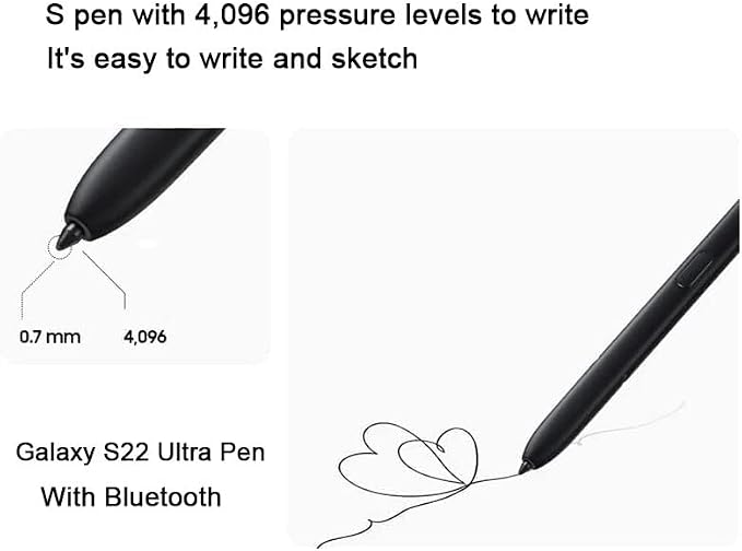 Galaxy S22 Ultra S Pen WithBluetooth Replacement for Samsung Galaxy S22 Ultra 5G Touch Stylus Pen S22 S Pen Replacement + Tips/Nibs (Black)
