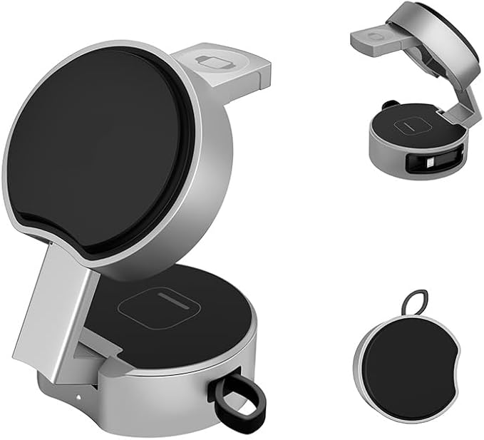 Wireless Charger Mini 3-in-1 | 15W Fast Charging Foldable Magnetic Desktop Charging Station for iPhone and Apple Watch