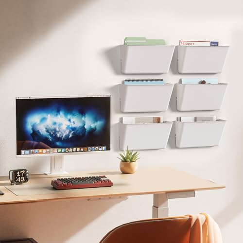 Gawerk Clear Acrylic Single Pocket, Plastic Hanging Wall Mount File Holder for Office Home (White, 3 Pack) - color: White, size: 3 Pack