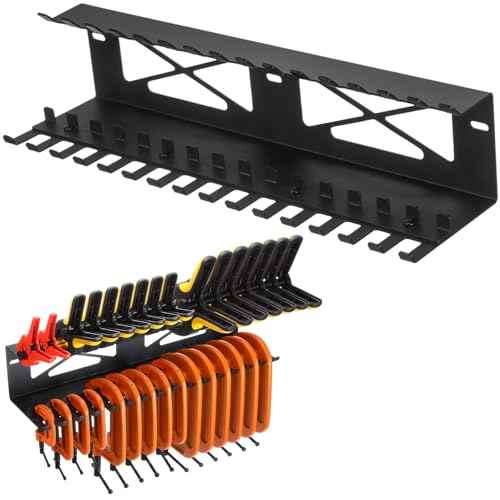 Shimeyao Clamps Rack Organizer Wall Mount Spring C Clamps Holder Tool Storage 16 x 5 x 3.5 Inches for Small Tools Shed Garage Pegboard Workshop Home