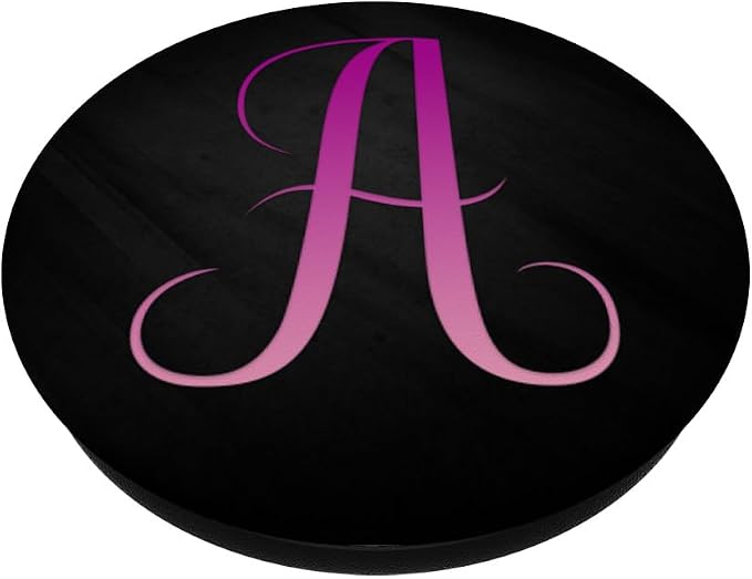 Pink Purple Letter A Monogram On Black PopSockets Adhesive PopGrip