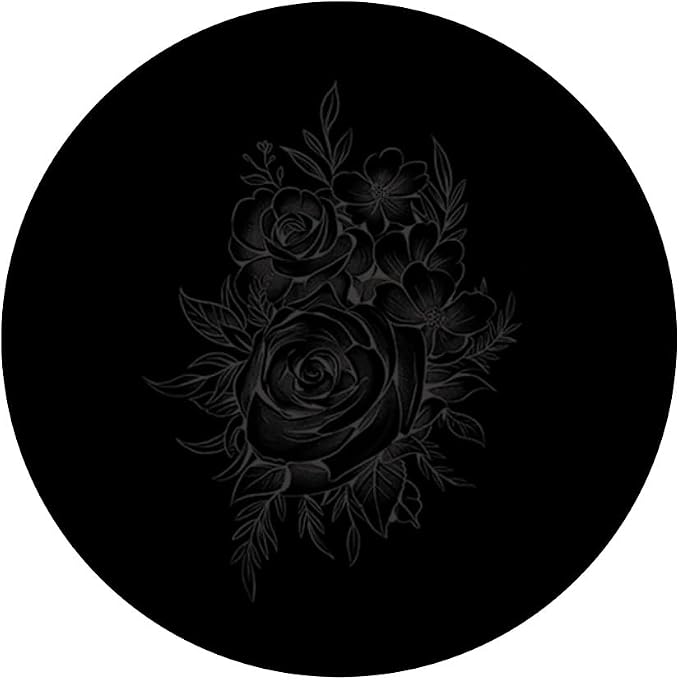 Gray Black Floral Flower PopSockets Adhesive PopGrip
