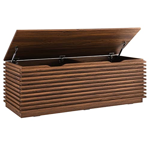Modway Render 47" Wood Grain Storage Bench in Walnut - color: Walnut