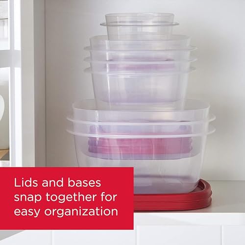 Rubbermaid Kitchen Storage Containers, 40-Piece Assortment with Microwave Vented Lids, Red