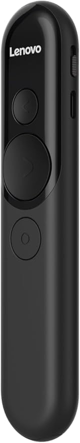 Lenovo Laser Rechargeable Presentation Remote, Bluetooth & USB, Digital & Laser Pointer, LCD Screen, Rechargeable Battery, 30M Range, Black, 500mm Cable Length
