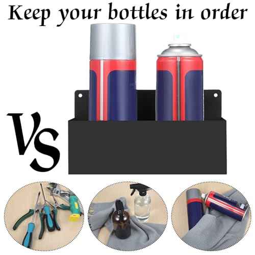 Gisafai 4 Pcs Magnetic Aerosol Spray Can Holder Heavy Duty Magnet Toolbox Bottle Holder Easy Install Organizer Wall Mounted Spray Bottle Rack for Garage Home Workspace(8.27 Inches,Black)