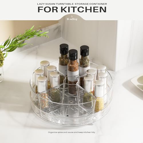 Lazy Susan Organizer, 9 inch Rotating Storage Organizer with 4 Removable-Bins,Turntable Organizer for Fridge, Kitchen, Vanity, Cabinet - size: 1 Pack - 4 Bins 9in