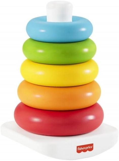 Fisher-Price Baby Stacking Toy Rock-A-Stack Rings with Roly-Poly Base for Ages 6+ Months, Made with Plant-Based Materials
