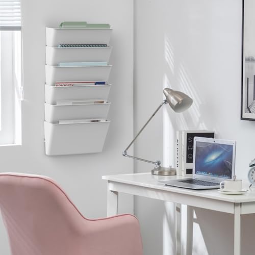 Gawerk Clear Acrylic Single Pocket, Plastic Hanging Wall Mount File Holder for Office Home (White, 4 Pack) - color: White, size: 4 Pack