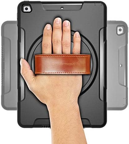 New Trent iPad 9th Generation 8th Generation 7th Generation Stronger Kickstand Full Body case with Rotational Hand Strap &amp Screen Protector 2021 2020 2019 (with Pencil Holder)