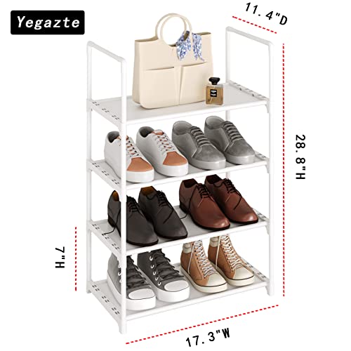 Upgrade Stackable Small Shoe Rack, 4-Tier Shoe Shelf Storage Organizer with Handle for Entryway, Hallway and Closet(White) - size: 4-Tier(White)
