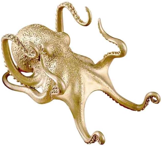 Octopus Mobile Phone Holder Multifunctional Octopus Holder Phone Stand Pen Holder Octopus Statue Animal Sculpture Collectibles Desk Decor Ornaments (Gold)
