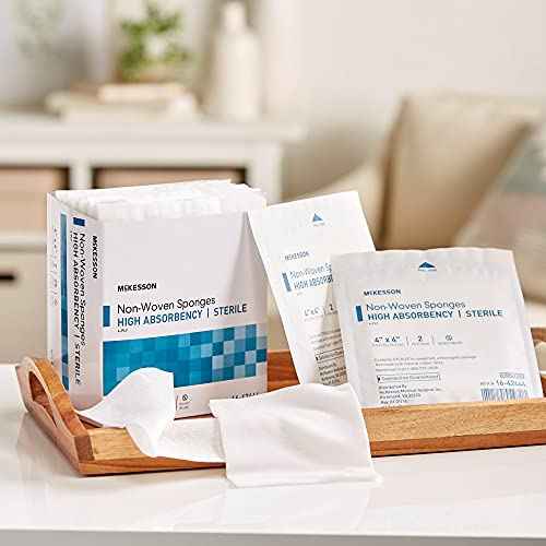 McKesson Non-Woven Sponges, Sterile, 4-Ply, High Absorbency, Polyester/Rayon (4 X 4 Inch (1200 Count))